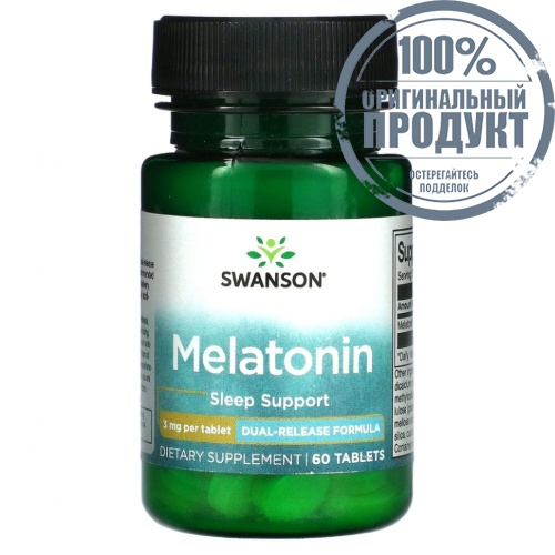 Swanson, Мелатонин, 3 мг, 60 таблеток Swanson, Мелатонин, 3 мг, 60 таблеток